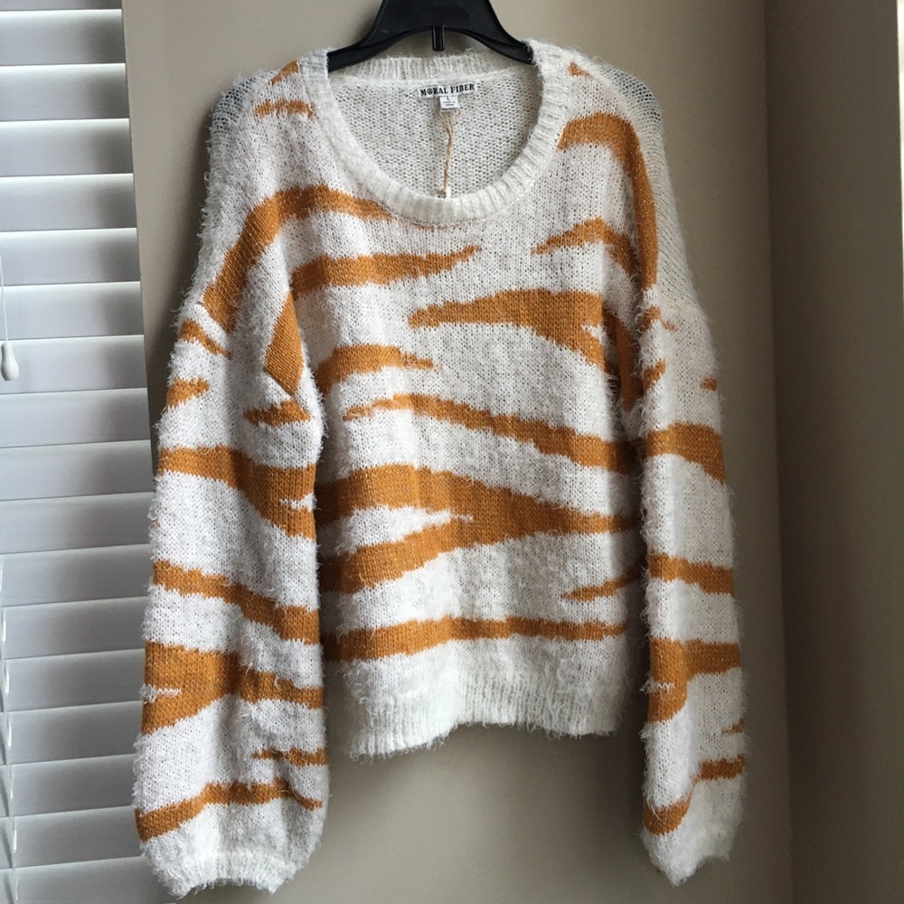 Zebra Print Cream Gold Sweater